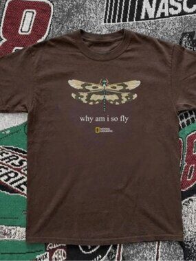 National Geographic Dragonfly ''Why Am I So Fly'' Brown Graphic T-shirt